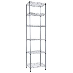 6 Wire Shelving Steel Storage Rack Adjustable Unit Shelves for Laundry Bathroom Kitchen Pantry Closet (Silver, 16.6L x 11.6W x 63H)