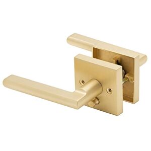 Linkaa Pivacy Door Lever Gold Stain Brass Door Handles Lever Door Handle with Lock, Keyless Door Lock, Privacy Function Exterior/Interior Door Handles.