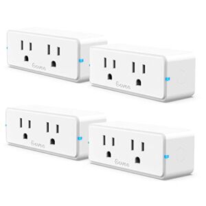 Govee Dual Smart Plug 4 Pack, 15A WiFi Bluetooth Outlet, Work with Alexa and Google Assistant, 2-in-1 Compact Design, Govee Home App Control Remotely with No Hub Required, Timer, FCC and ETL Certified