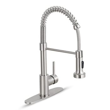 HGN Kitchen Faucet with Pull Down Sprayer,Commercial Single Handle Kitchen Sink Faucets for Farmhouse Camper Laundry Utility Rv Wet Bar Sinks Brushed Nickel | The Storepaperoomates Retail Market - Fast Affordable Shopping