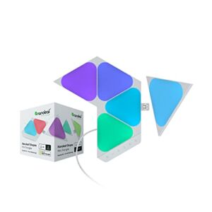 Nanoleaf Shapes Mini Triangles WiFi and Thread Smart RGBW 16M+ Color LED Dimmable Gaming and Home Decor Wall Lights Smarter Kit (5 Pack)