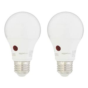 Amazon Basics 60W Equivalent, Daylight, Dusk to Dawn Sensor, Non-Dimmable, A19 LED Light Bulb | 2-Pack
