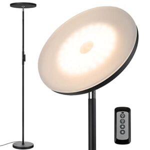 Floor Lamp,30W/2400LM Sky LED Modern Torchiere 3 Color Temperatures Super Bright Floor Lamps-Tall Standing Pole Light with Remote & Touch Control for Living Room,Bed Room,Office (Black)