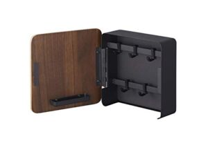 Yamazaki Home Square Magnetic Cabinet Accented Keychain Organizer | Steel + Wood | Key Storage, One Size, Walnut