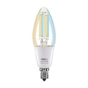 Cree Connected Max Smart Led Vintage Glass Filament Bulb B11 Candelabra 40W Tunable White, 2.4 Ghz, Works With Alexa And Google Home, No Hub Required, Bluetooth + Wifi, 1Pk (Cmb11-40W-Al-9Tw-Gl)