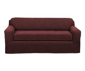 MAYTEX Pixel Ultra Soft Stretch 2 Piece Furniture Cover Sofa Slipcover, Wine