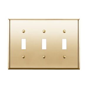 ENERLITES Toggle Light Switch Metal Wall Plate, Stainless Steel 201, Corrosion Resistant, Size 3-Gang 4.50″ x 6.38″, 7713-PB, 302 Polished Brass, Gold