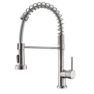 GIMILI Kitchen Faucet with Pull Down Sprayer High Arc Single Handle Spring Kitchen Sink Faucet Brushed Nickel Modern rv Stainless Steel Kitchen Faucets