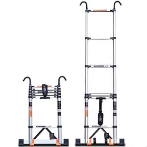 NEOCHY Lightweight Foldable Portable with Hook Telescoping Ladder Convenient and Easy to Carry 19 FT One Button Retraction Aluminum Telescopic Extension Extendable Ladder (Size : 19ft)