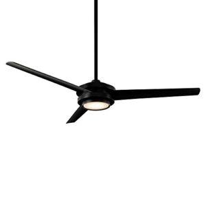 WAC Smart Fans Geos Indoor and Outdoor 3-Blade Ceiling Fan 60in Matte Black with 3000K LED Light Kit and Remote Control works with Alexa and iOS or Android App