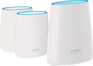 NETGEAR Orbi Tri-Band Whole Home Mesh WiFi System with 1-Yr. Cyber Threat Protection Subscription (RBK43S) – 1 Router & 2 Satellite Extenders | Covers up to 6,000 sq. ft. | AC2200 (Up to 2.2Gbps)