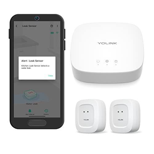 Smart Leak Sensors 2 Pack, YoLink 1/4 Mile World’s Longest Range Wireless Smart Water Leak Sensor Compatible with Alexa and IFTTT Leak Detector with App Alerts and Remote Monitor, YoLink Hub Included | The Storepaperoomates Retail Market - Fast Affordable Shopping