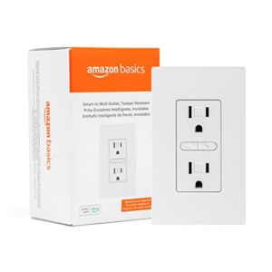 Amazon Basics Smart In-Wall Outlet with 2 Individually Controlled Outlets, Tamper Resistant, 2.4 GHz Wi-Fi, Works with Alexa