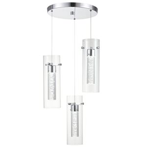 ZHLWIN Pendant Ceiling Light Fixture for Kitchen Island, Integrated LED Hanging Light with Crystal Bubble Glass 18W, Modern Chandelier, Restaurant, Dining Room(3 Light)
