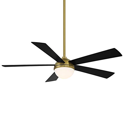 WAC Smart Fans Eclipse Indoor and Outdoor 5-Blade Ceiling Fan 54in Satin Brass Matte Black with 3000K LED Light Kit and Remote Control works with Alexa and iOS or Android App | The Storepaperoomates Retail Market - Fast Affordable Shopping
