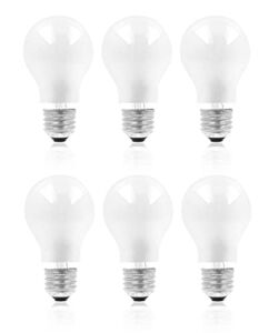 Mandala Crafts Rough Service Light Bulbs 60-Watt Light Bulbs – Dimmable E26 A19 Bulb Pack of 6 – Frosted Incandescent Light Bulbs 60 Watt Soft White