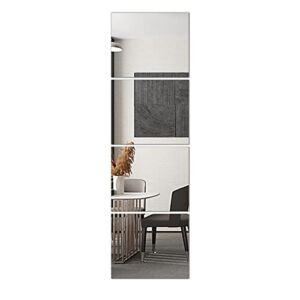 Glass Full Length Wall Mirror Tiles, 14” x 12” x 4PCS, Frameless Full Body Mirror Tiles for Bedroom, Full Length Mirror Wall Mounted for Home Gym, Door (Glass – 14” x 12” – 4PCS)