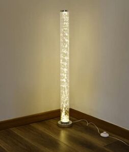 Modern Living Column Floor Lamp, LKUA LED Corner Standing Tube Floor Lamp, Decorative Elegant Design Metal Exposed Rope Floor Lamp for Living Room,Bed Room,Office(42″ Warm White Color