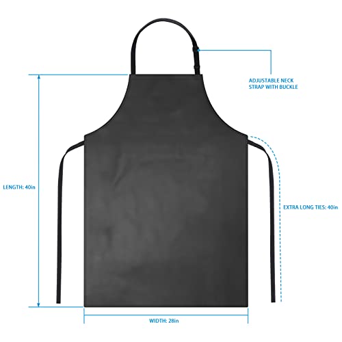 2 Pack Waterproof Rubber Vinyl Apron 40″ Light Duty Model Chemical Resistant Work Apron Clothes Durable Extra Long Black with Adjustable Bib Apron for Dishwashing Lab Work Butcher Cleaning Fish Black | The Storepaperoomates Retail Market - Fast Affordable Shopping