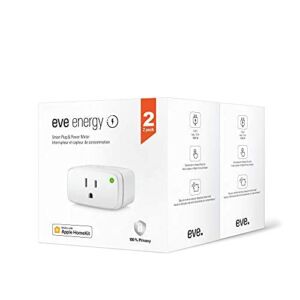 Eve Energy 2 Pack – Smart Plug & Power Meter with Built-in Schedules, Switch a Connected lamp or Device on & Off, Voice Control, no Bridge, Bluetooth Low Energy, Apple HomeKit, Bluetooth, Thread