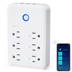 GHome Smart Plug Outlet Extender, USB Surge Protector 6 Individually Controlled Outlets and 3 USB Ports, WiFi Plug Works with Alexa Google Home, Outlet Timer Wall Adapter, 2.4GHz Wi-Fi Only, 15A/1800W