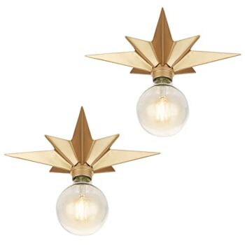 Flush Mount Ceiling Light – 2 Pack Brass Star Light Fixtures Mid-Century Close to Ceiling Light Fixtures Moravian Star Flush Mount Light Fixture Modern Ceiling Light for Kitchen Hallway Bathroom | The Storepaperoomates Retail Market - Fast Affordable Shopping