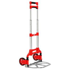 Leeyoung Dolly and Folding Hand Truck , Aluminum Luggage Trolley Cart, 175 lb Capacity with PP+TPR Wheels and Telescoping Handle for Indoor Outdoor Moving Travel（incl 1 Bungee Cords）