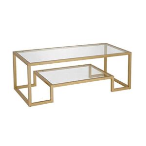 Athena 45” Wide Rectangular Coffee Table in Brass