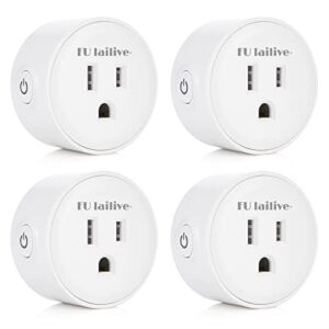 Smart Plug Compatible with Alexa & Google Assistant,Smart Outlet for Voice Control,Mini WiFi Socket with Timer Function,Remote Control,No Hub Required for Smart Home, Supports 2.4GHz Network (4 Pack)