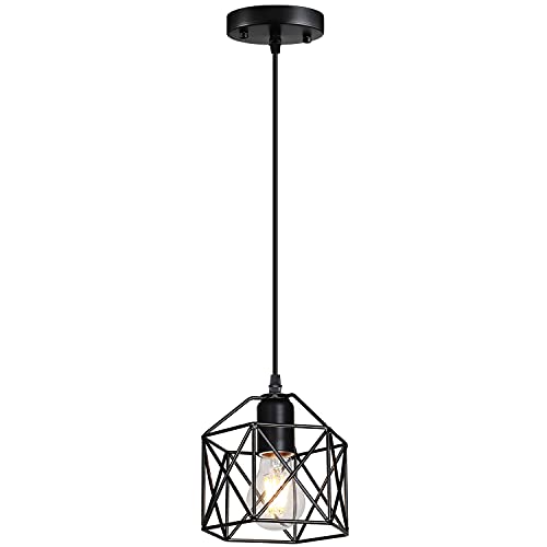 Laihezz 1-Light Vintage Hanging Light Pendant Light Fixture Farmhouse Basket Cage Hanging Ceiling Light with Metal Caged for Kitchen Island Dining Restaurant Room Hallway Hotel Bar | The Storepaperoomates Retail Market - Fast Affordable Shopping