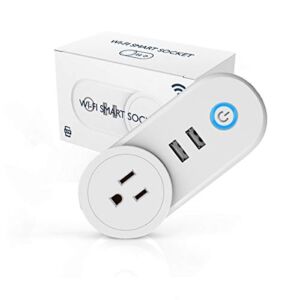 Smart Plug with 2xUSB(10A, 100-240V), Svipear WiFi Socket Compatible with Alexa, Google Home, No Hub Required, Remote Control Your Home Appliances from Anywhere, Only Supports 2.4GHz Network