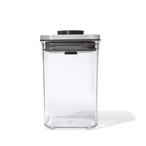OXO Steel POP Container Small Square Short (1.1 Qt/1 L) – Airtight Food Storage – Ideal for Brown Sugar, Tea