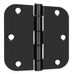(Removable Pin) 24 Pieces 3.5in Matte Black Door Hinges Lubricant-Added Heavy Duty Interior & Exterior Door Hinges, goldenwarm 3-1/2” Hinges for Residential Doors, 5/8” Radius Corners