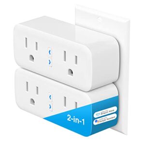 Smart Plug Extender, WISEBOT 2.4G WiFi Dual Outlet Works with Alexa and Google Home, Surge Protector Mini Socket Plug-in Remote Control and Timer Function, ETL FCC Listed, 10A 1200W, 2-Pack, White