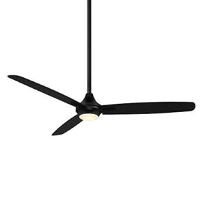 WAC Smart Fans Blitzen Indoor and Outdoor 3-Blade Ceiling Fan 54in Matte Black with 3000K LED Light Kit and Remote Control works with Alexa and iOS or Android App