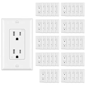 (50 Pack) CML Decor Recetpacle Outlet, Tamper Resistant, 15A/125V, 3-Year Warranty, UL Listed, White