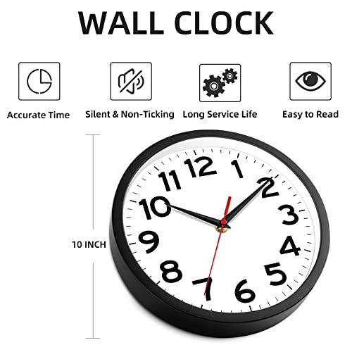 Wall Clock – Akcisot 10 Inch Silent Non-Ticking Modern Wall Clocks Battery Operated – Analog Small Classic Clock for Office, Home, Bathroom, Kitchen, Bedroom, School, Living Room(Black) | The Storepaperoomates Retail Market - Fast Affordable Shopping