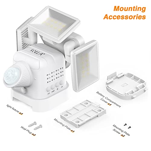 LED Security Lights, SOLLA Battery Powered Flood Light, 750 Lumen Wireless Outdoor Lights, 3 Head Motion Detector Lights for Outside, Dimmable, IP65 Waterproof (White, 1 Pack) | The Storepaperoomates Retail Market - Fast Affordable Shopping