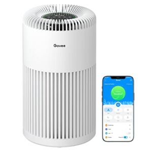 Govee Smart WiFi Air Purifiers for Home Large Room, 24dB Quiet Air Purifiers for Bedroom, Works with Alexa and Siri, H13 True HEPA Filter for Pets and Smokers, PM2.5 Sensor, Auto Mode