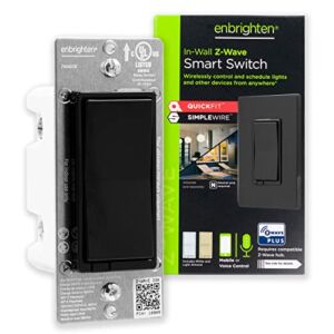 Enbrighten Z-Wave Plus Smart Light Switch with QuickFit and SimpleWire, Works with Alexa, Google Assistant, SmartThings, Wink, Zwave Hub Required, Repeater/Range Extender, 3-Way Ready, Black, 47189