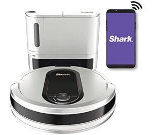 Shark IQ Wi-Fi Robot Vacuum w/ Self-Empty Base & Self-Cleaning Brushroll QR1000 (Renewed) (White)