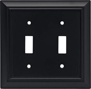 Architectural Double Toggle Switch Wall Plate / Switch Plate / Cover, Flat Black, Packaging May Vary