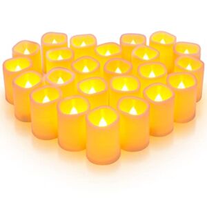 Homemory 24Pack Flickering Flameless Votive Candles, 200+Hour Long Lasting Electric Fake Candles, Battery Operated LED Tealight for Wedding, Halloween Decorations, Outdoor (Battery Included)