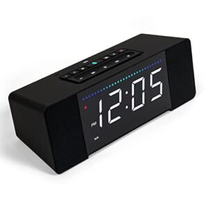 Sandman Clocks Doppler Smart Alarm Clock with Alexa, Bedside Alexa Clock with 6 USB Charging Ports, WiFi, Stereo Bluetooth Speakers, Auto Dimmer, in Blackout