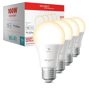 Sengled Smart Light Bulb, 100W Equivalent WiFi Light Bulb, 1500LM High Brightness Smart Bulbs That Work with Alexa Google, Dimmable A19 Soft White Alexa Light Bulb,CRI>90, No Hub Required, 4-Pack