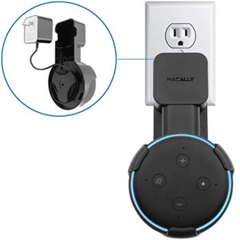 Macally Outlet Echo Dot Wall Mount Holder for Amazon Alexa 3rd Gen Speaker – Compact Bracket Stand Saves Home & Kitchen Counter Space – Plug In Hanger Accessories without Messy Wires or Screws – Black | The Storepaperoomates Retail Market - Fast Affordable Shopping