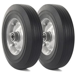 (2-Pack) AR-PRO 10”x2.5” Flat Free Solid Rubber Replacement Tires – Flat-Free Tires for Hand Trucks and Wheelbarrows with 10” Tires with 5/8″ Axles