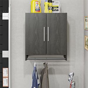 SystemBuild Camberly 2 Door Wall Cabinet with Hanging Rod, 1, Black Oak