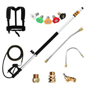 EDOU DIRECT Telescoping Pressure Washer Wand 20′ | HEAVY DUTY | 4,000 PSI Max Working Pressure | Includes: 1/4″ Quick Connection, 5 Spray Nozzle Tips, 2 Pivoting Couplers, 2 Adapters, Support Harness