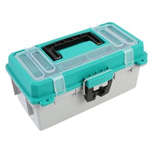 Sheffield 12671 13″ Tackle Box, Teal & Gray Fishing Tackle Box, Fishing Box or Art Box to Store Craft Supplies, Plastic Tool Box With Handle